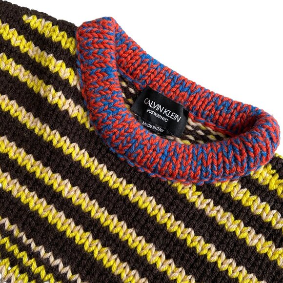 CALVIN KLEIN 205W39NYC RAF SIMONS CHUNKY HANDKNIT STRIPED SWEATER XS - Picture 6 of 7